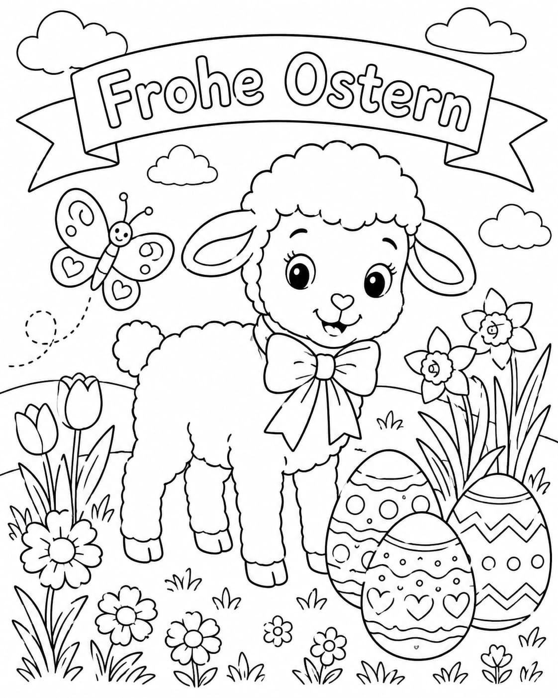 Ostern Motiv 5 als kostenloses Ausmalbild für Kinder